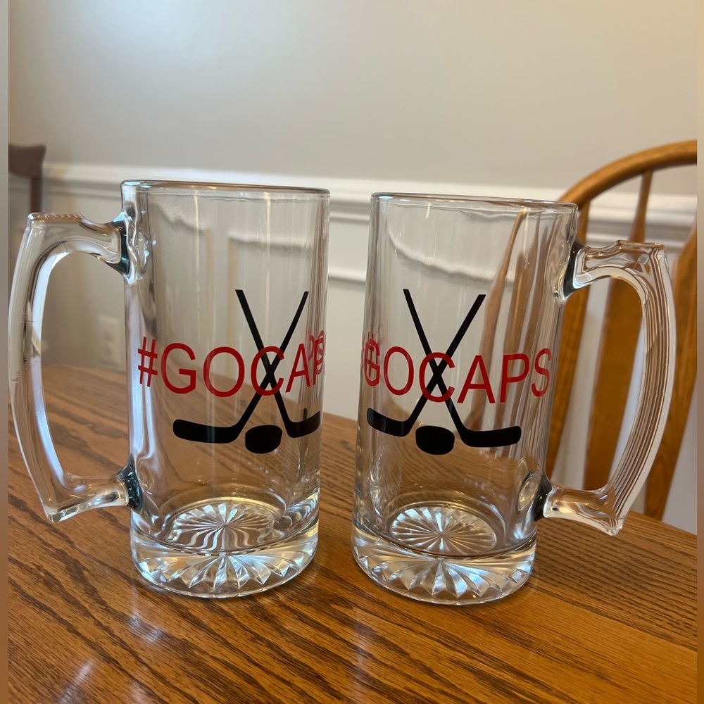 Washington Capitals Glass Beer Mugs - Set of Two